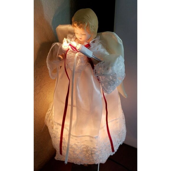 Vintage Joy Brite 10 Light Angel 9" Tree Top Table Decoration Porcelain Head - Picture 10 of 12